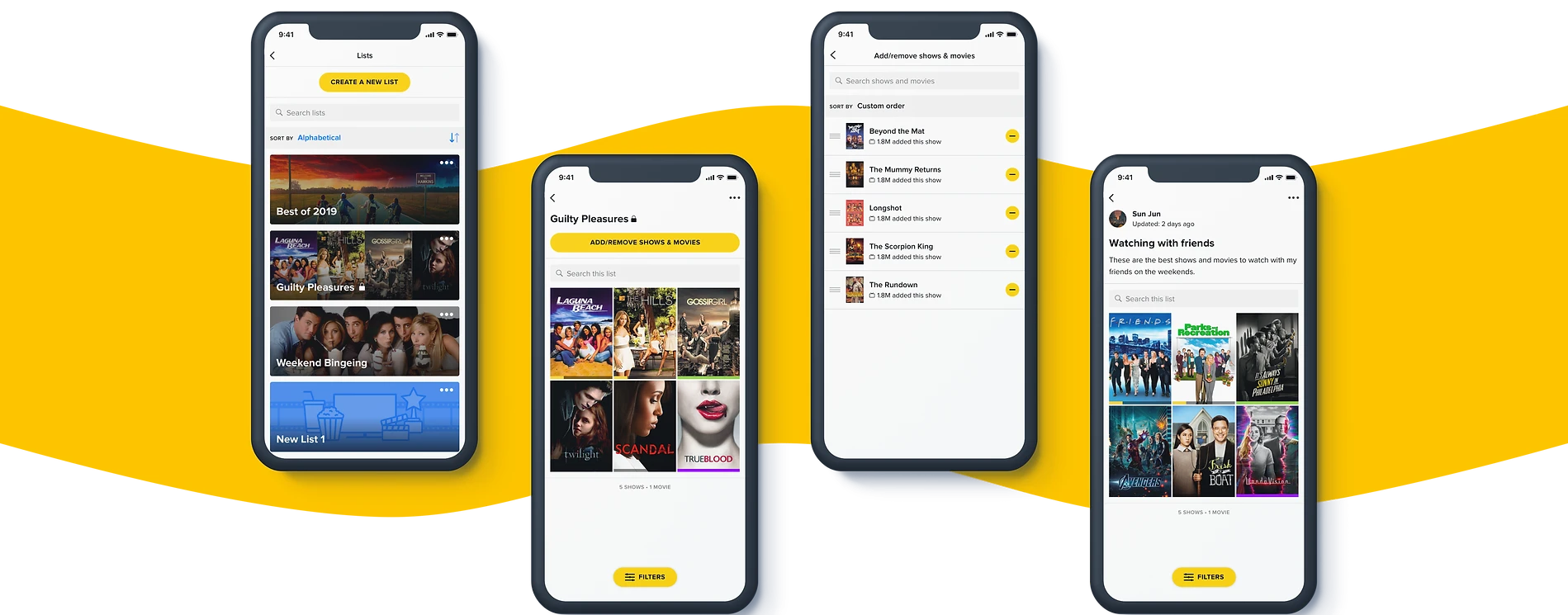 The final hi-fi designs for the new Custom Lists feature
