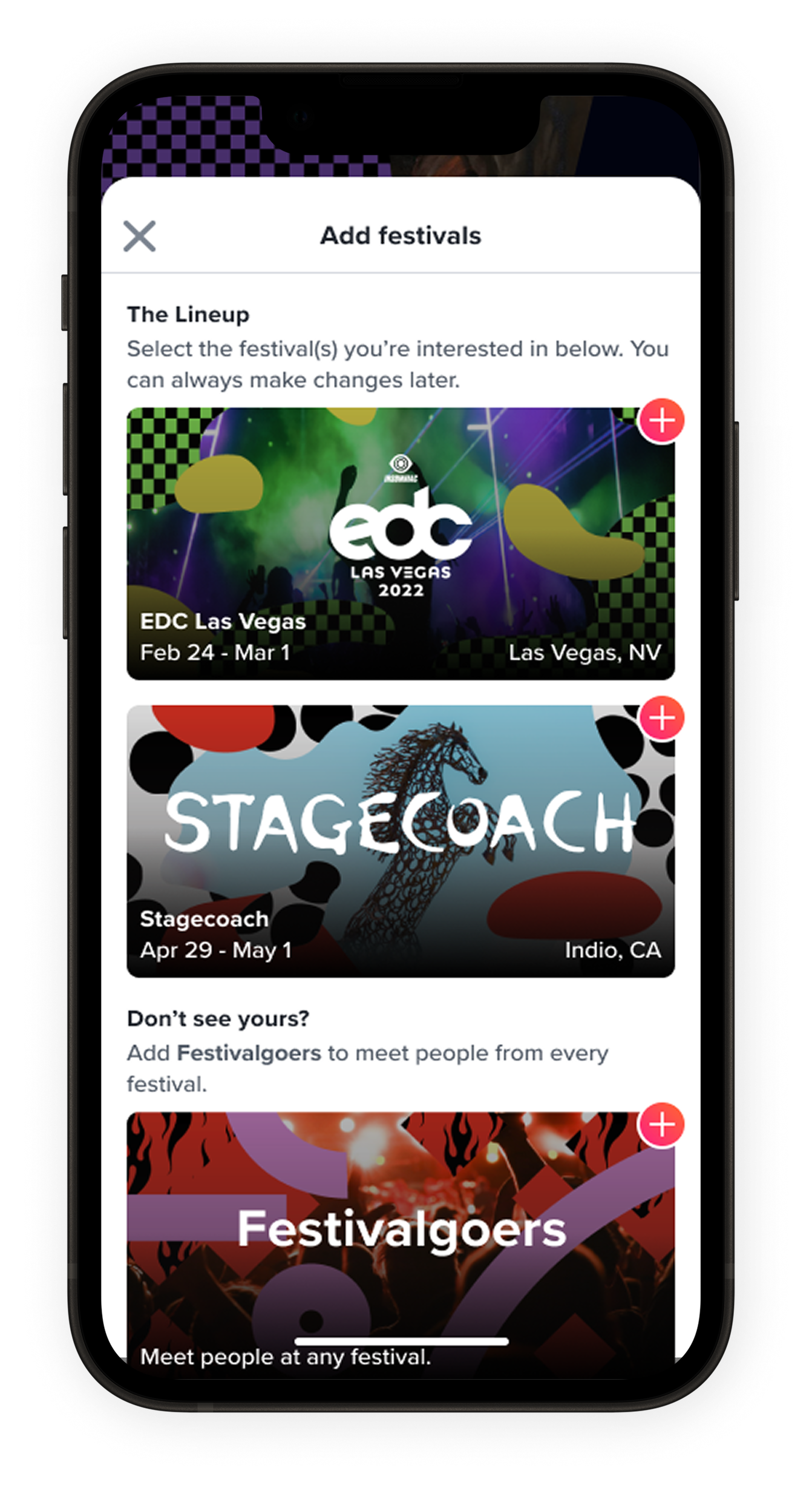 Final design: festival opt-in with multi-select