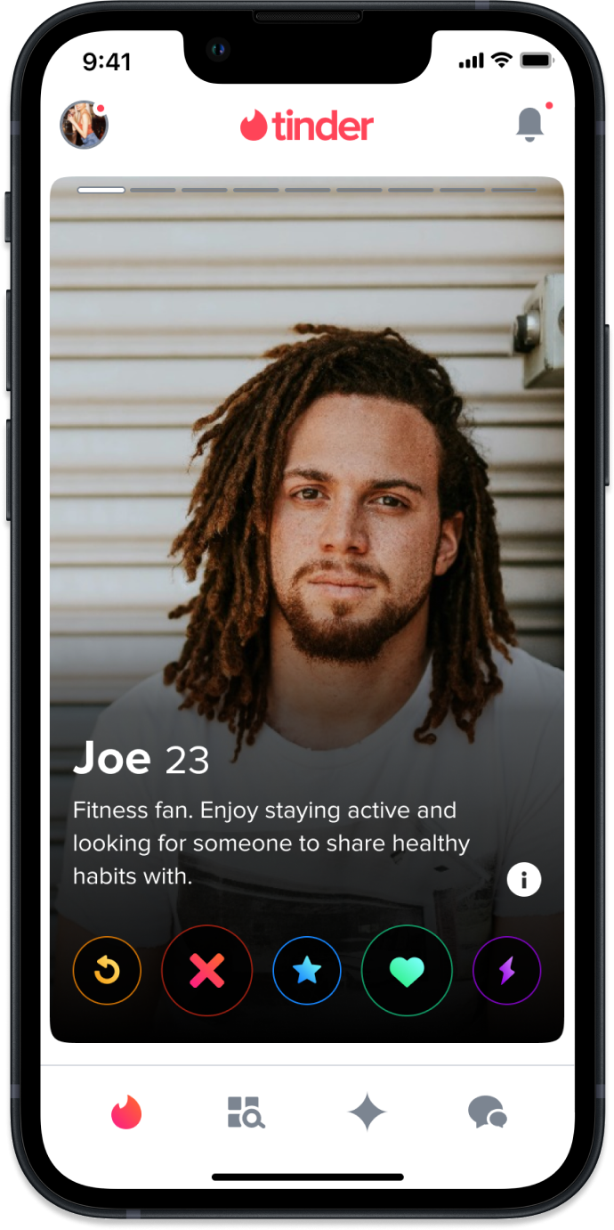 A Tinder profile showing photo, name, and profile content stacked into a single Tappy page.