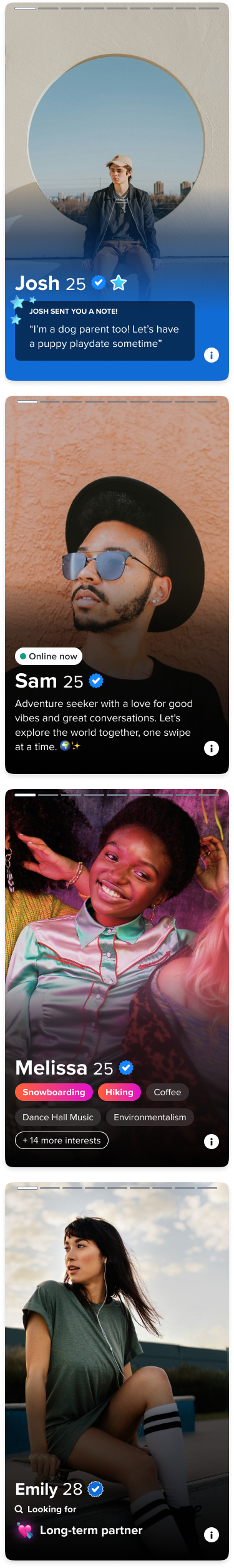 Tinder profiles styled by Tappy Cloud