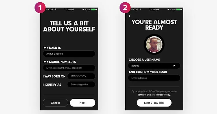 Wizard-style onboarding step 1
